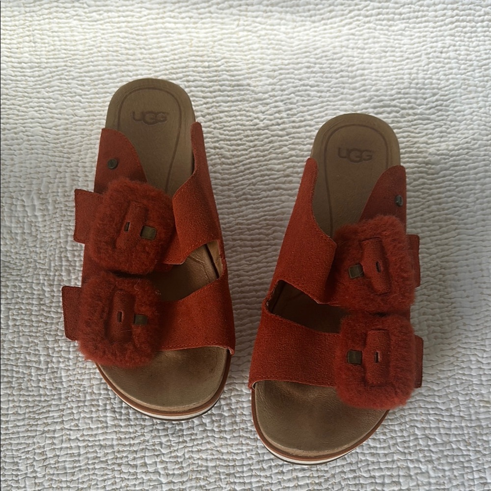 UGG Red Suede Slide Sandals